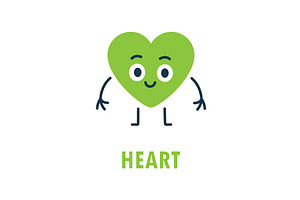 Cartoon heart with smiling face, an Object Illustration by GraphiShop