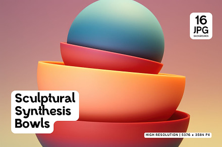16 Sculptural Synthesis Bowls, a Wallpaper Graphic by HipFonts