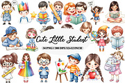 Cute Little Student Clipart, an Illustration by Daily.Designs (Thumbnail 1 of 5)