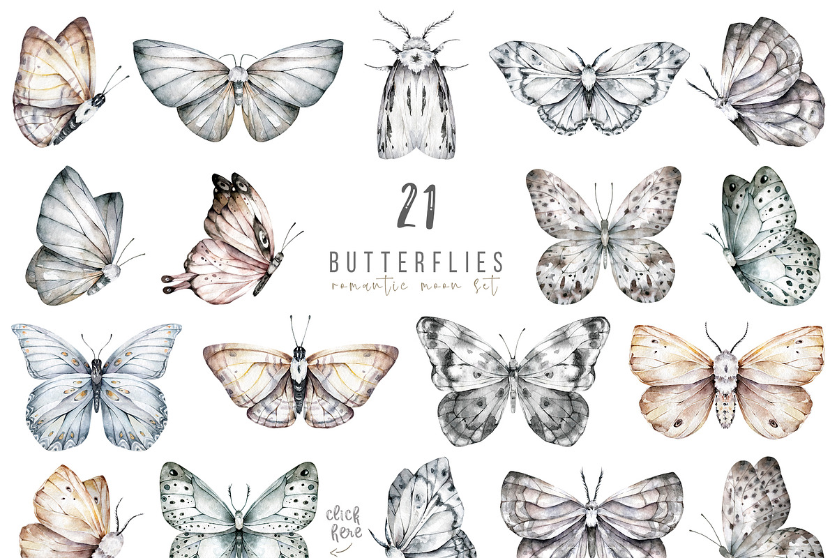Watercolor butterflies Romantic set, an Animal Illustration by Ann Art Houze (Photo 3 of 8)