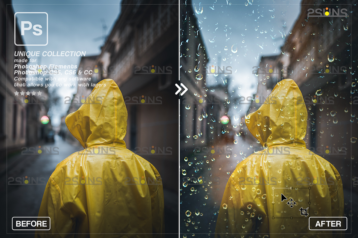 Rain Photoshop Overlays, an Object Graphic by 2SUNS (Photo 6 of 9)