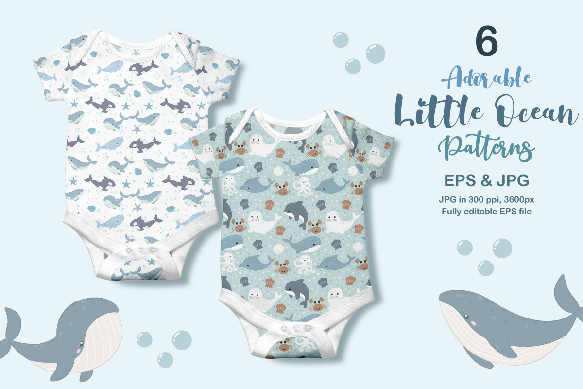 Little Ocean Seamless Patterns Set, a Pattern Graphic by DrawStudio1988 (Photo 3 of 9)
