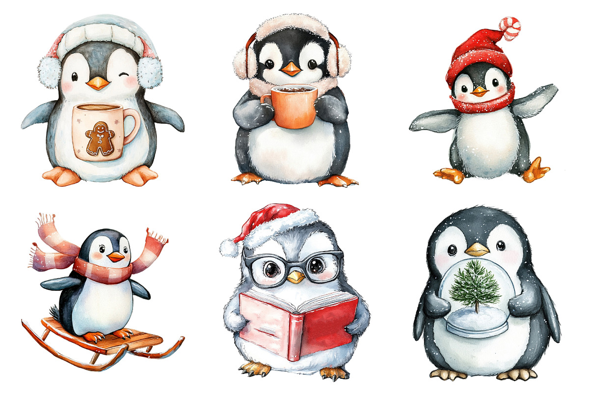 Cute Penguin Christmas Clipart, an Illustration by Daily.Designs (Photo 4 of 5)