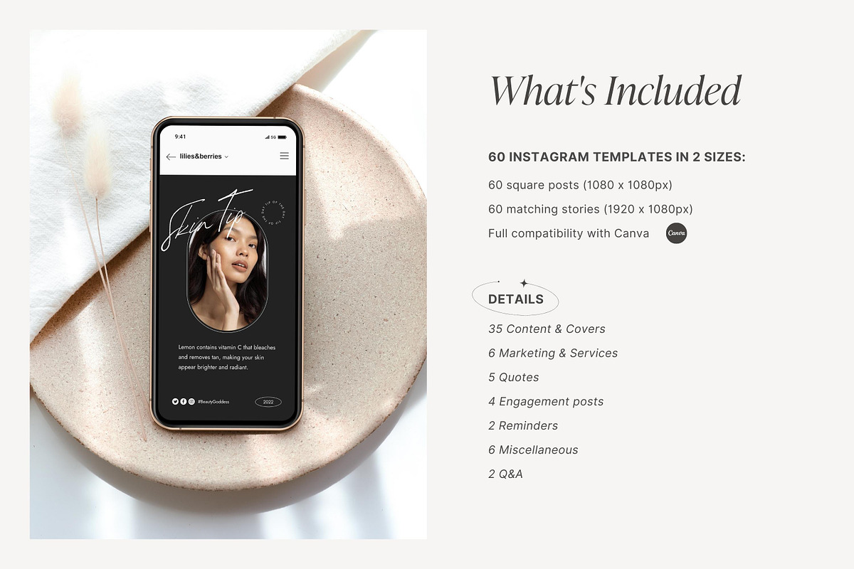 Canva Skincare templates, a Social Media Template by LiliesandBerries (Photo 3 of 19)