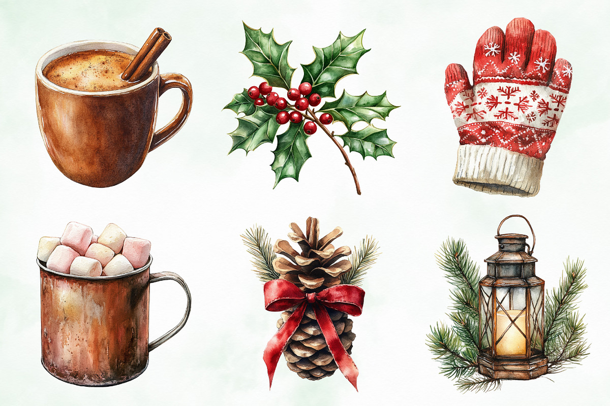 Watercolor Vintage Comfort Christmas, an Illustration by Creative Art (Photo 2 of 10)