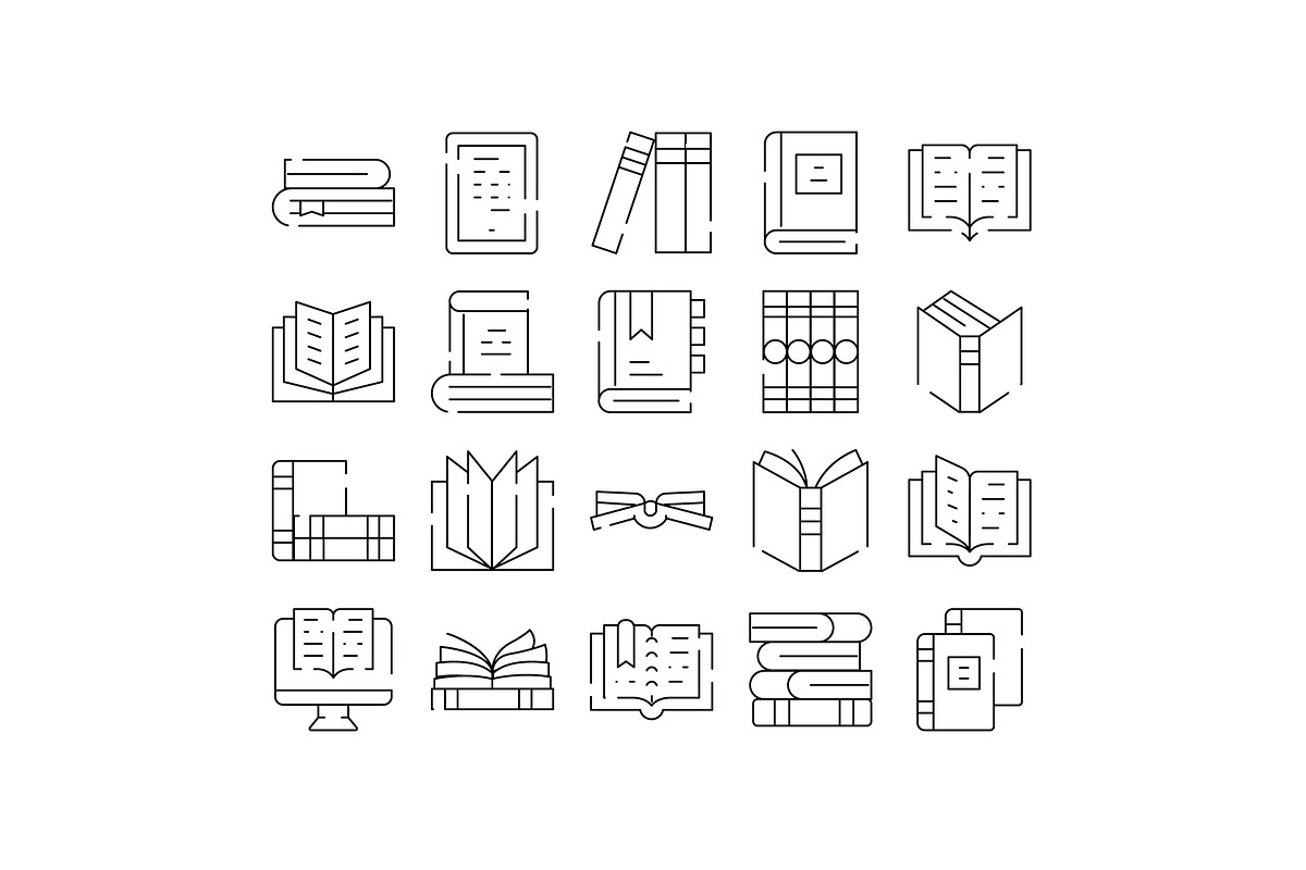 Books and reading line icons, an Object Graphic by pikepicture (Photo 1 of 3)