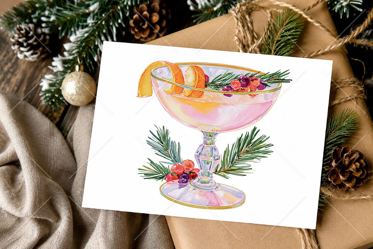 Watercolor Christmas Drink Clipart, a Seasonal Illustration by Canvas Craft (Photo 10 of 10)