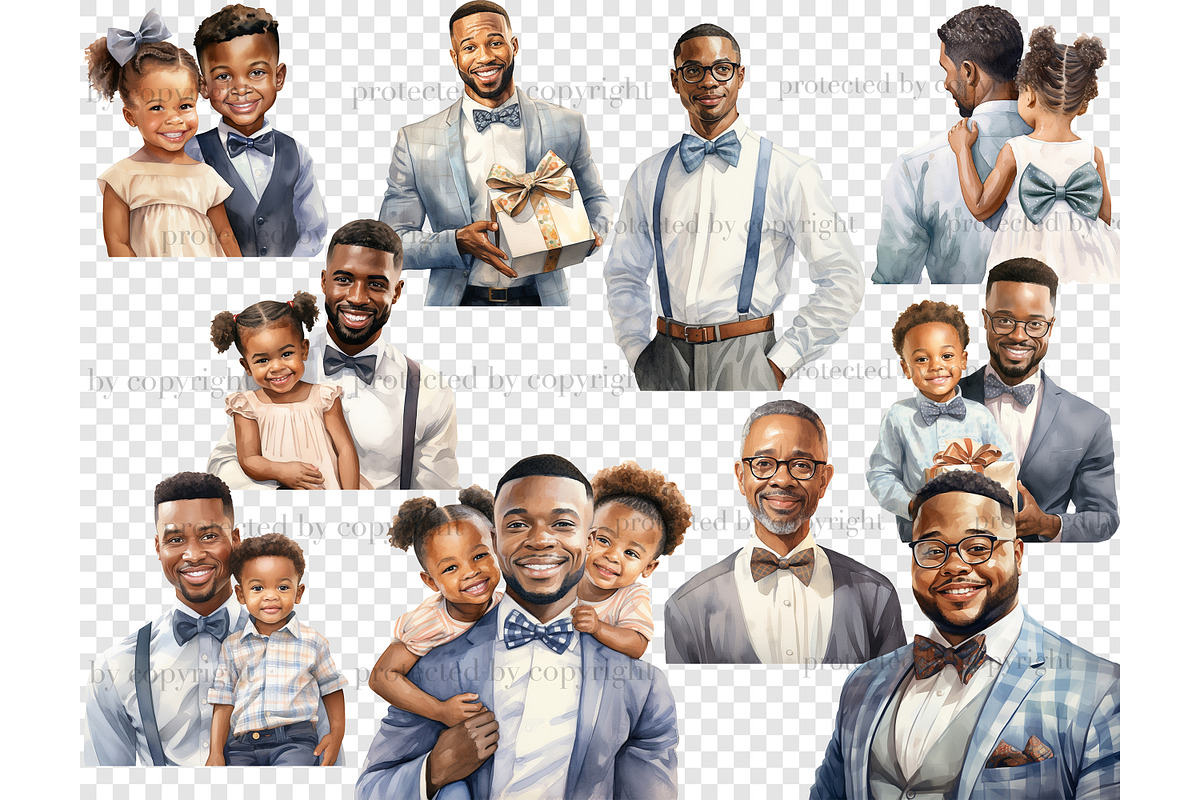Fathers Day Clipart Set | Black Man, a Seasonal Illustration by GlamArtZhanna (Photo 4 of 4)