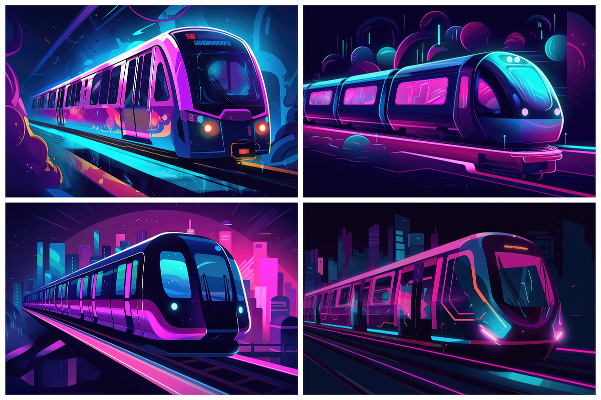 16 Metro Train Illustrations in 5K, a Transportation Illustration by ...