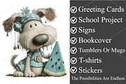 Whimsical Summer Dogs Clipart Bundle, an Illustration by Canvas Craft (Thumbnail 3 of 7)