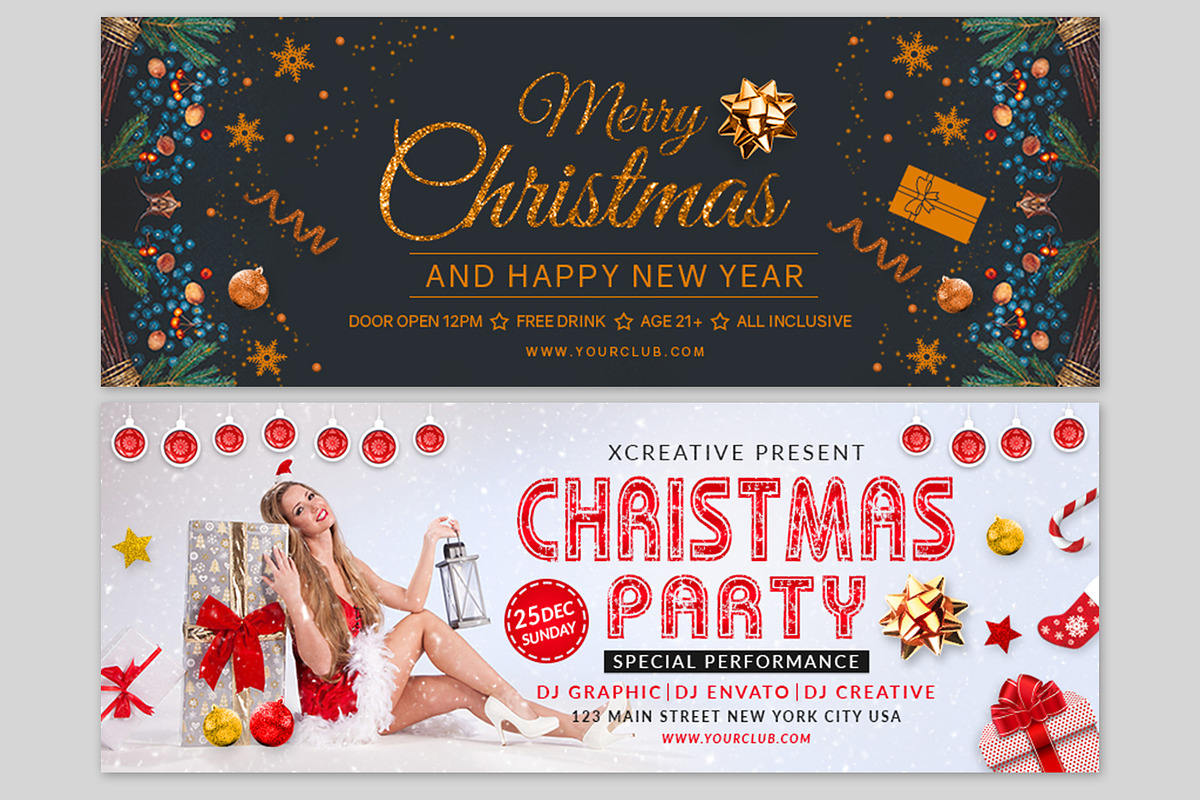 Merry Christmas Facebook Covers, a Social Media Template by Creative  designer (Photo 5 of 8)