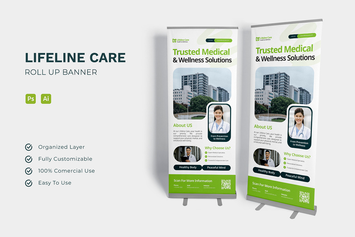Lifeline Care - Roll Up Banner, a Print Template by Esensifiksi.studio (Photo 1 of 2)