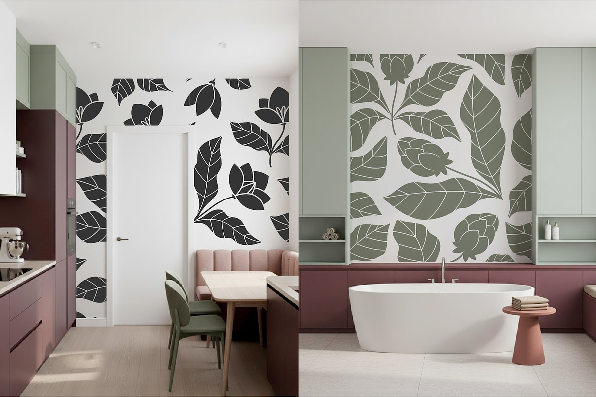 Hand-Drawn Magnolia. Linocut set, a Background Graphic by Lettering_Logo (Photo 3 of 17)