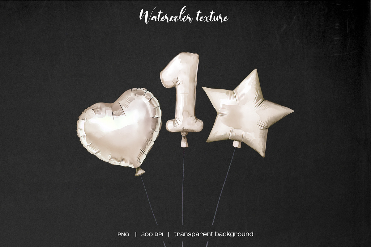 Watercolor Beige balloon numbers set, an Object Illustration by Art and Funny (Photo 4 of 4)