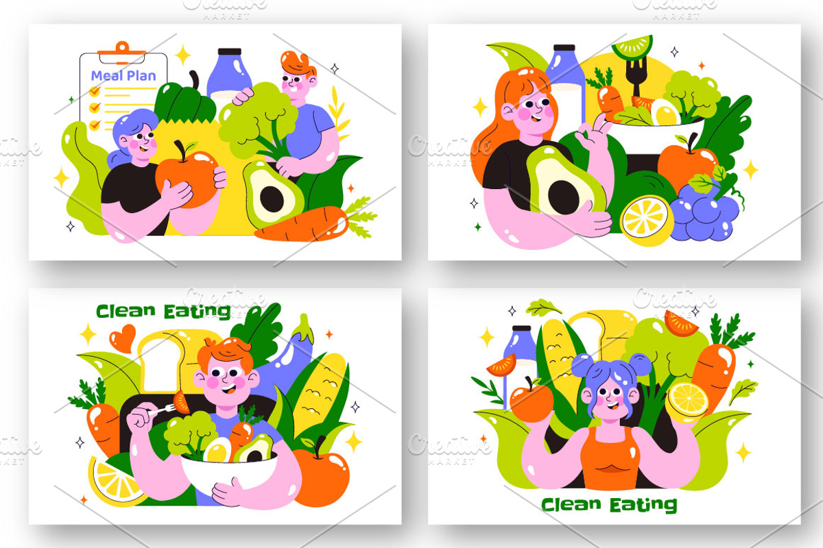 10 Clean Eating Illustration, a Food Illustration by denayunebgt (Photo 2 of 4)