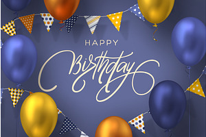 Happy Birthday vector greeting card, an Object Illustration by Liudmyla Matviiets