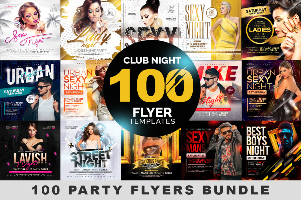 100 Night Club Party Flyers Bundle, a Flyer Template by graphicforest (Photo 1 of 72)