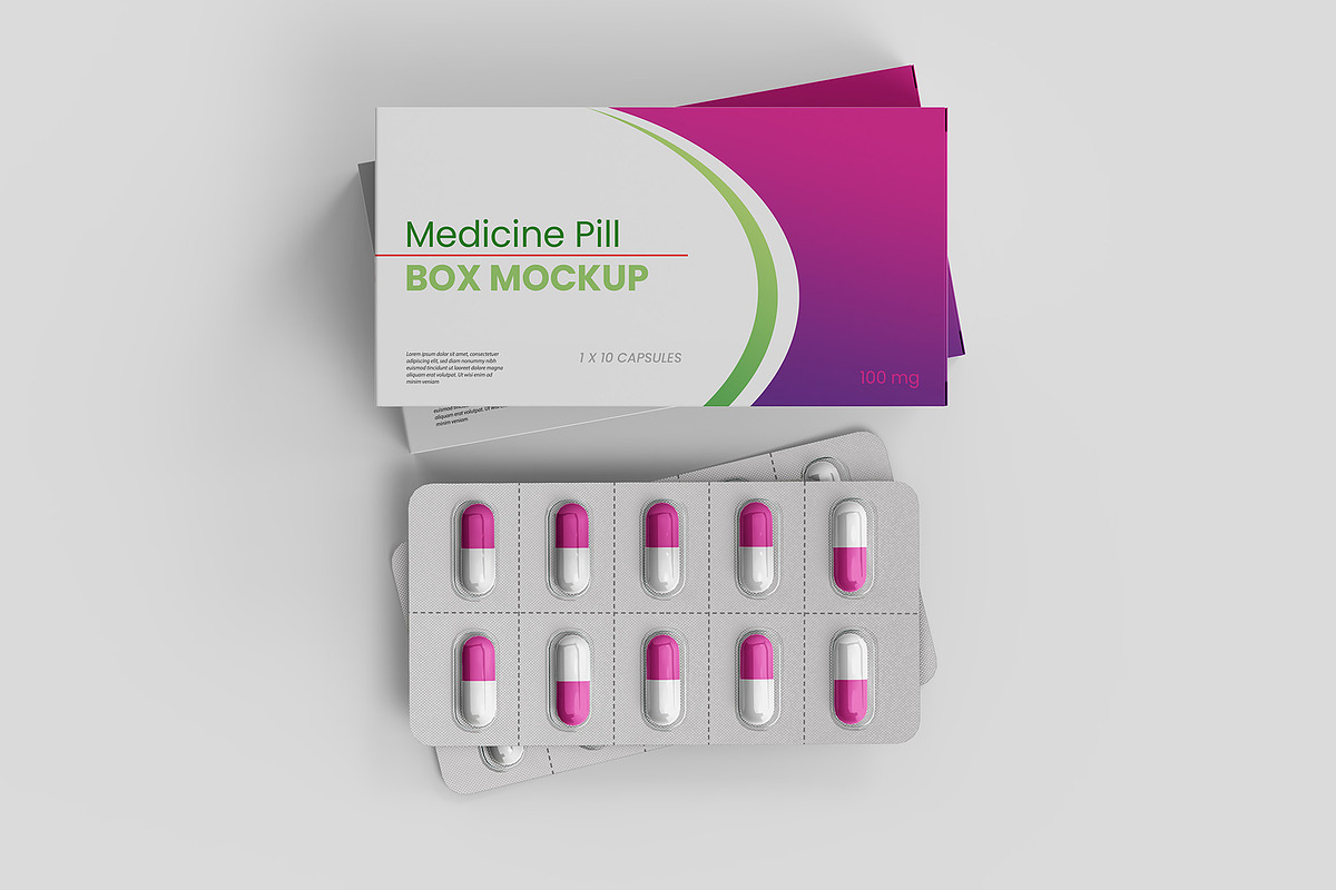 Medicine Pill Box Mockup - 8 views, a Packaging Mockup by Illusiongraphic (Photo 3 of 25)
