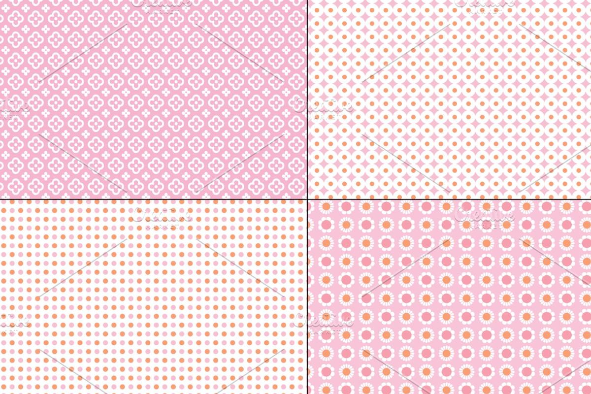 Seamless Pink & Orange Geometrics preview 3