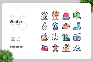 Winter Colored Icons, an Icon by Upnowgraphic