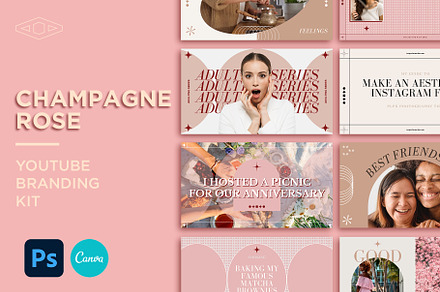 Champagne Rose YT Kit PSD & CANVA