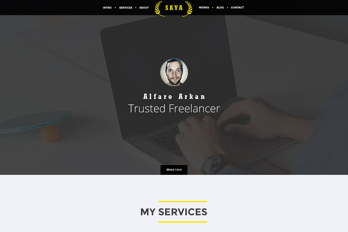 Saya One Page Personal PSD Template, a Landing Page Template by uzistudio (Photo 2 of 4)