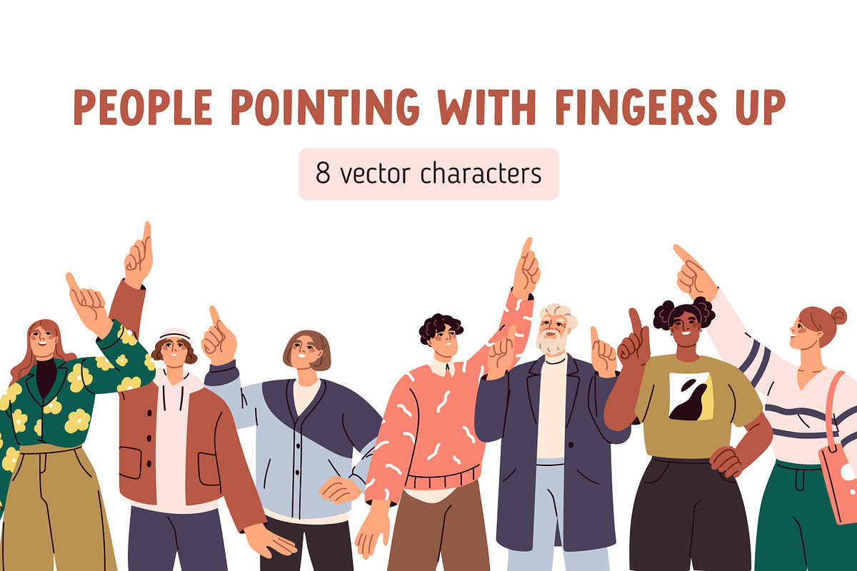 People look up, point with finger, a Person Illustration by Good Studio (Photo 1 of 5)