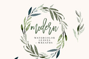 Modern Watercolor Leaves Clipart Set, an Illustration by Essem Creatives (Thumbnail 4 of 6)