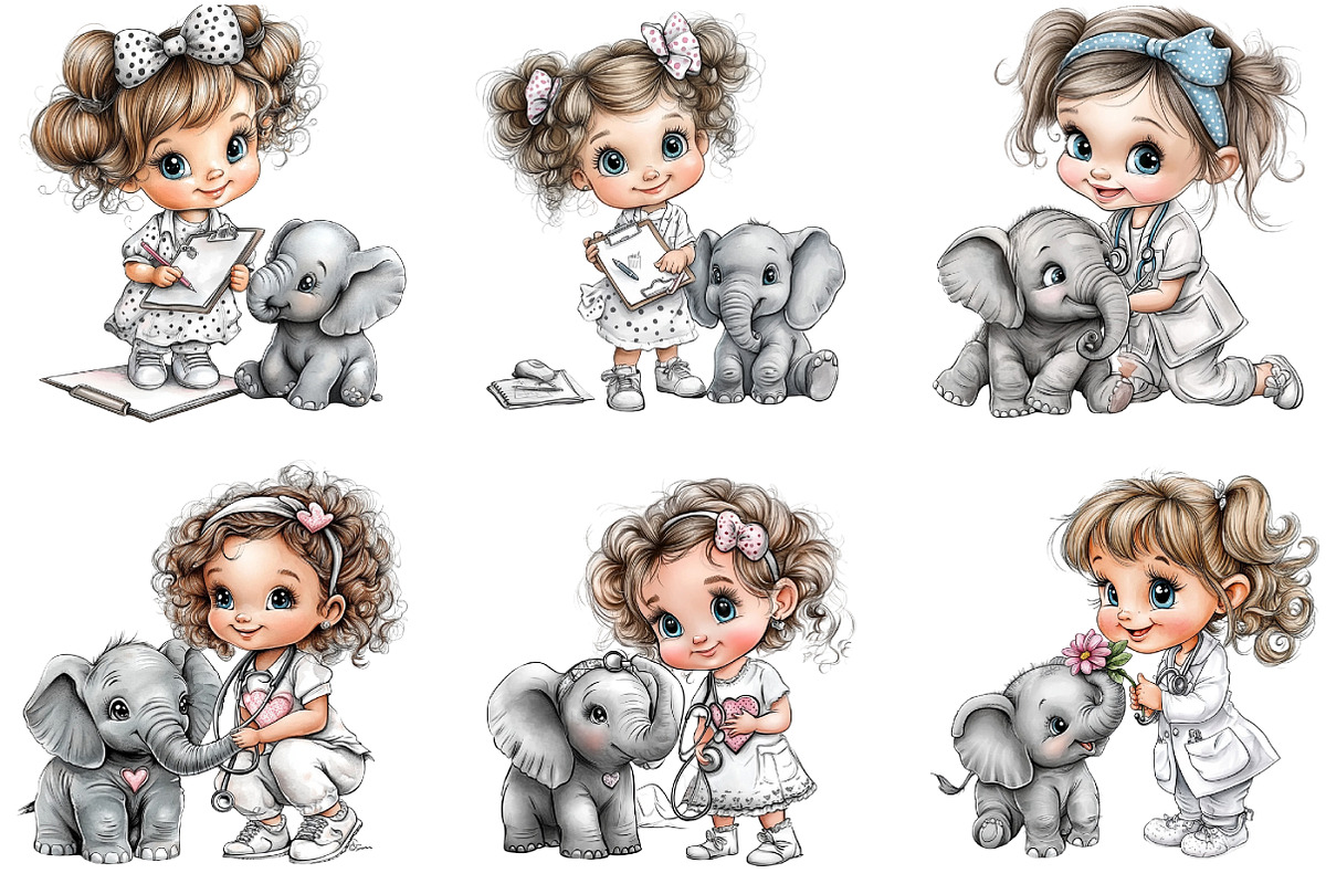 Veterinarian girl clipart, an Illustration by DreamArtGraphic (Photo 5 of 9)