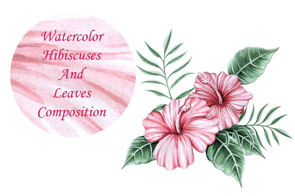 Watercolor Hibiscuses Plus Vector, an Object Graphic by KsanasK.Art