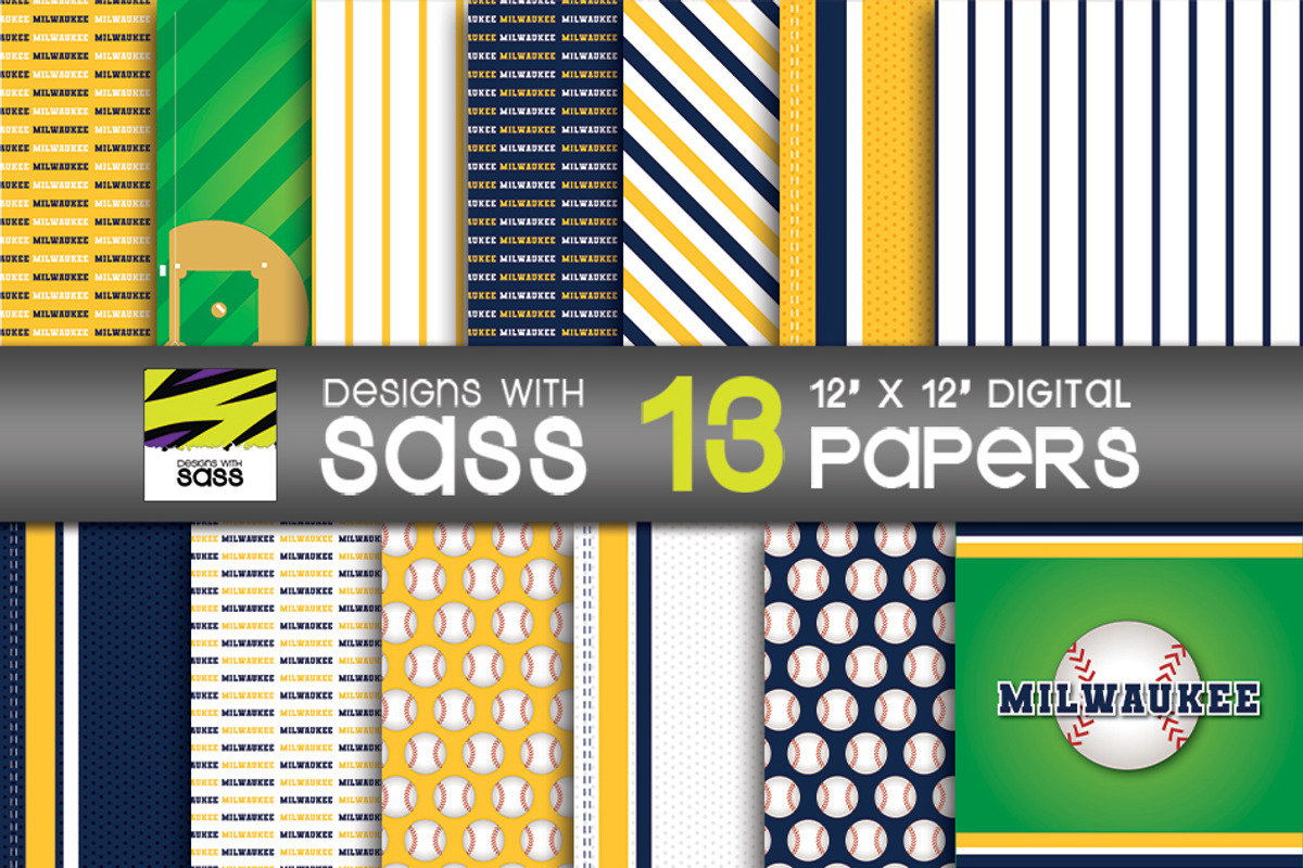 Seamless Milwaukee Baseball Pattern, a Pattern Graphic by Designs With Sass