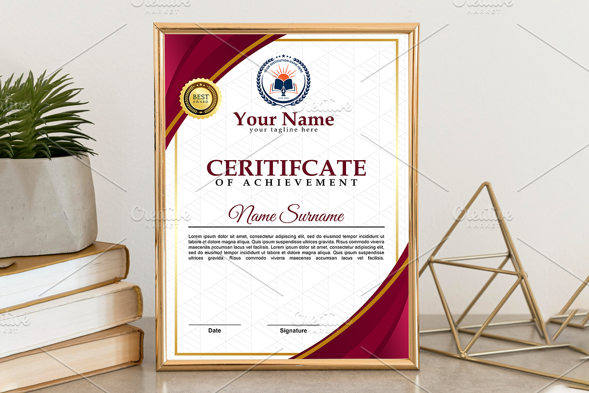 Modern A4 certificate template, a Branding & Logo Template by Graphix Studio (Photo 4 of 7)
