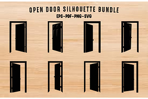 Open Door Silhouette Clipart Bundle, an Object Illustration by Gfx Expert Team
