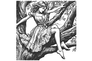 Vintage woman Resting Peacefully on, a Person Illustration by AlexArt