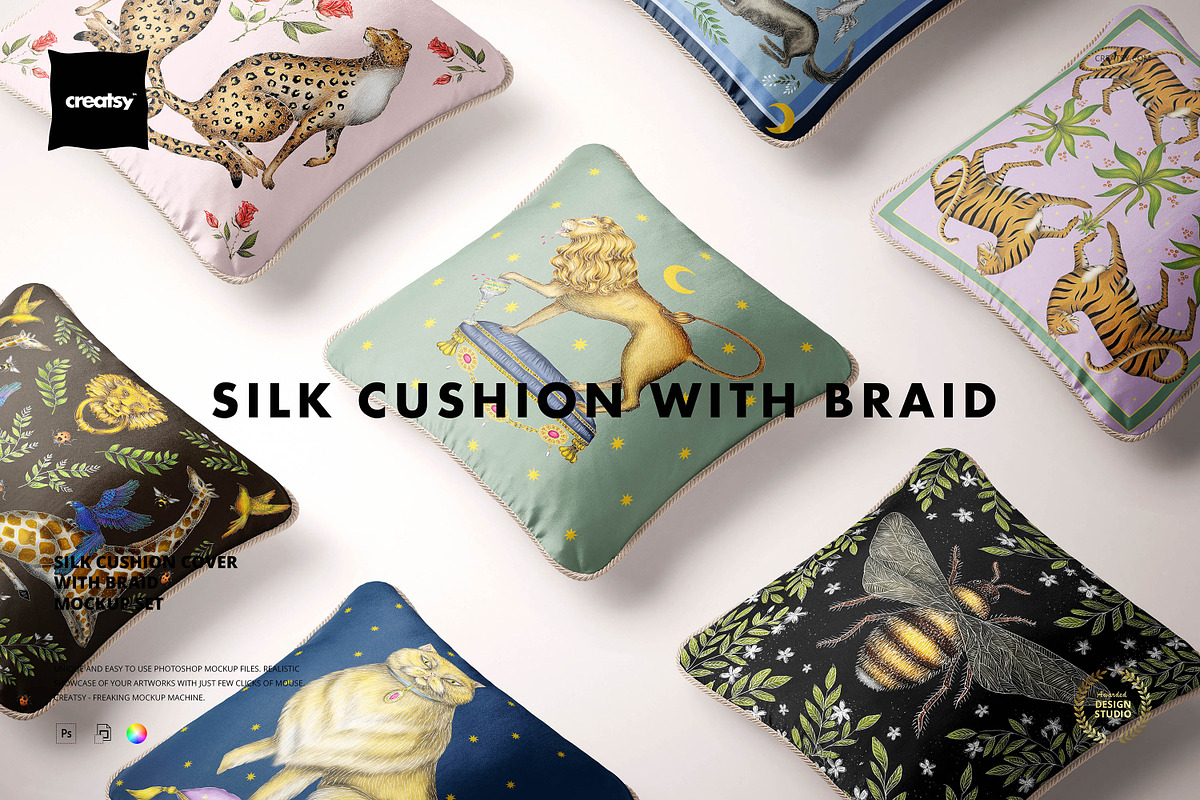 Silk Cushion with Braid Mockup Set, a Product Mockup by creatsy5 (Photo 1 of 20)