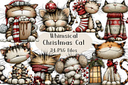 Christmas Whimsical Cat Clipart, a Seasonal Illustration by Creative Art (Thumbnail 1 of 7)