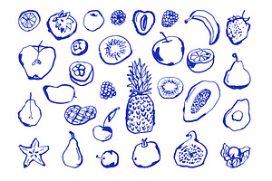 Hand drawn fruits collection, a Food Illustration by Anada Arty