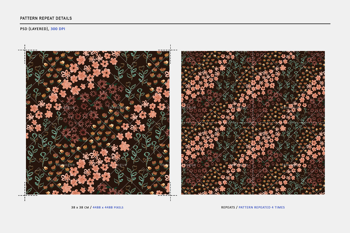 Crispy Blooms - Seamless Patterns, a Pattern Graphic by texvogue (Photo 3 of 9)