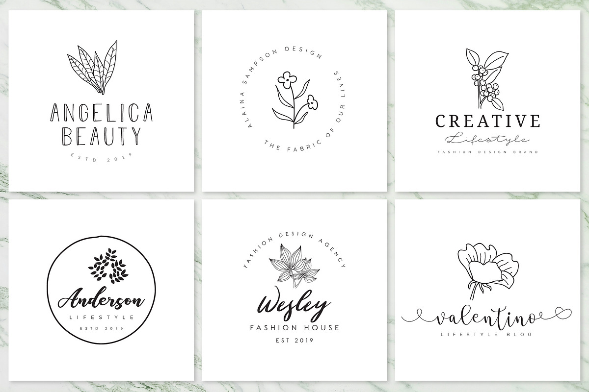 200 Hand Drawn Feminine Logo Bundle, a Branding & Logo Template by XpertgraphicD (Photo 16 of 61)