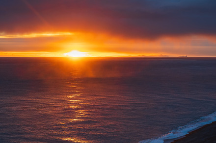Picturesque autumn evening view to endless ocean  black volcanic, a Nature Photo by YuriyB