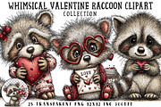 Whimsical Valentine Raccoon Clipart, an Illustration by OK Design (Thumbnail 1 of 6)