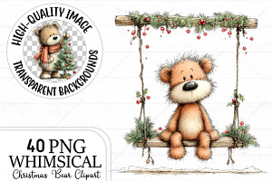 Whimsical Christmas Bear Clipart PNG, a Seasonal Illustration by Canvas Craft