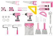 Pink Hand Tools Clipart, an Object Illustration by SugarPickle Clip Art (Thumbnail 3 of 3)