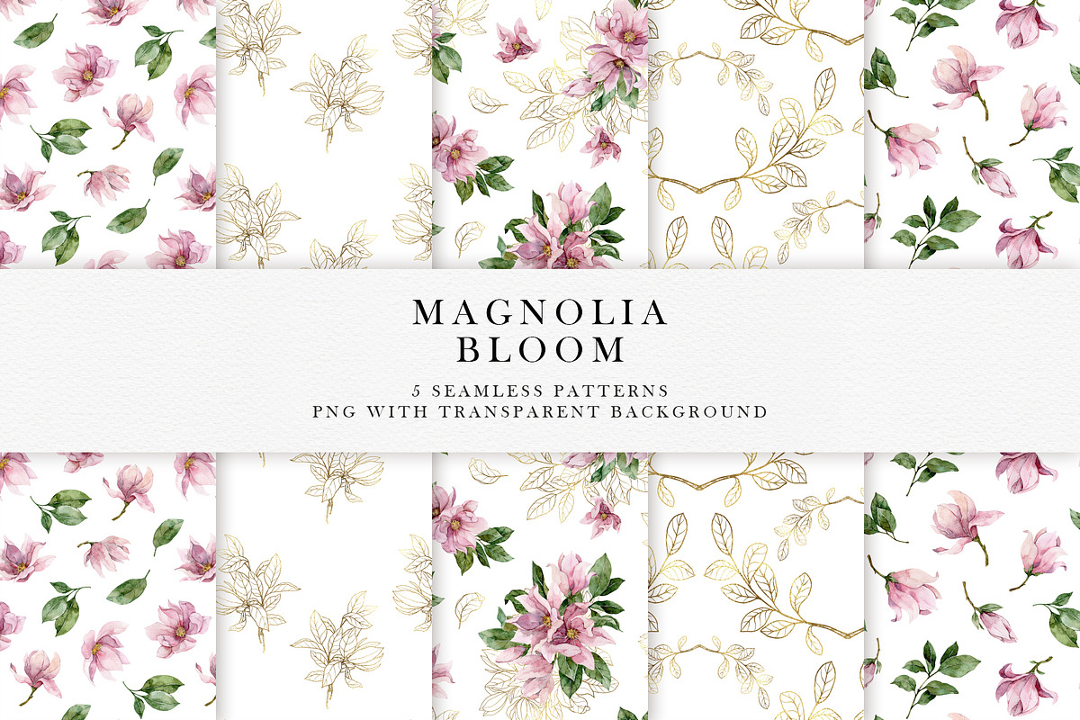 Magnolia bloom - spring floral set, an Illustration by long summer (Photo 9 of 10)