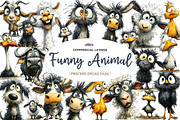 Whimsical Funny Animal Clipart, an Illustration by CreationArt (Thumbnail 1 of 5)