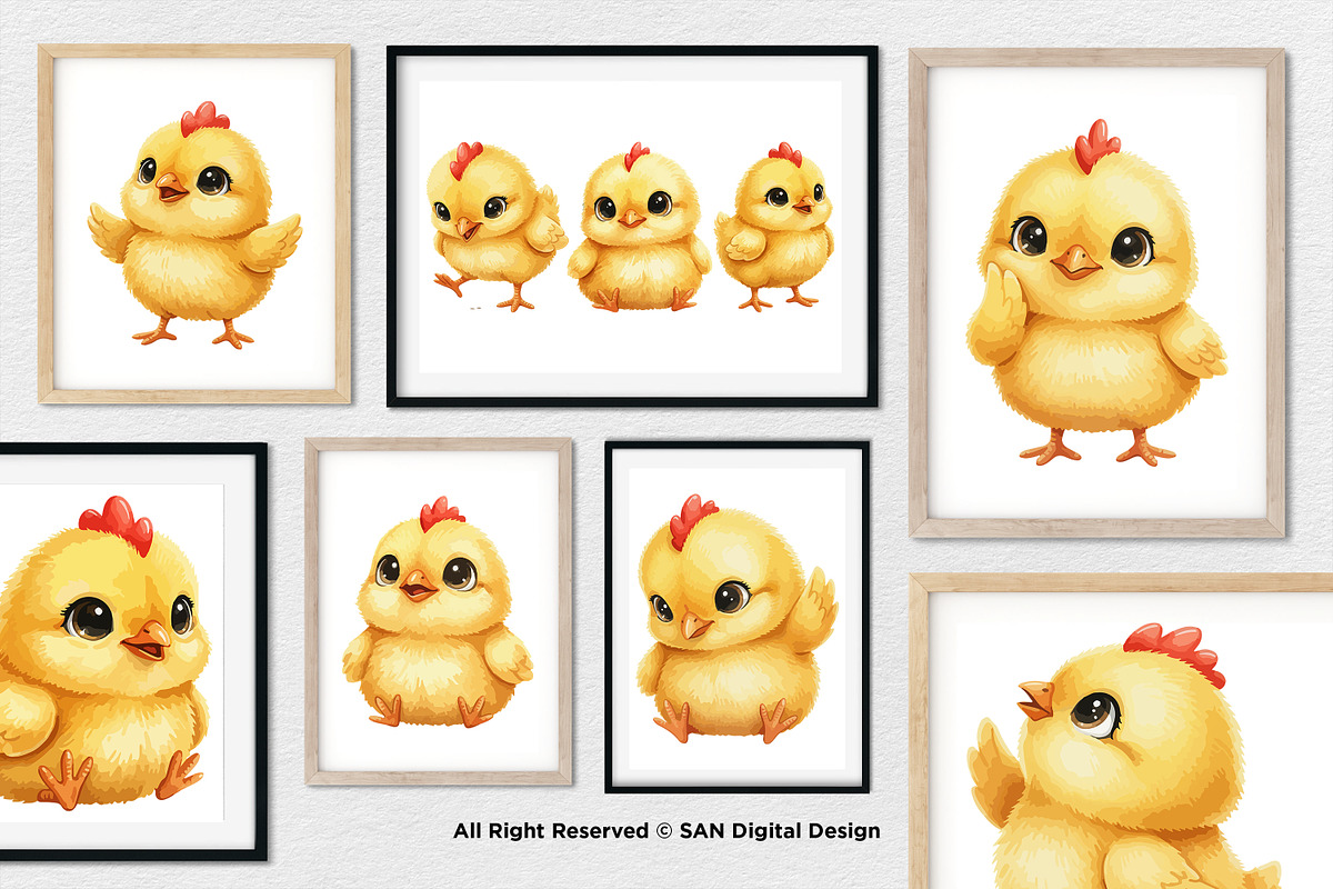15 Bundle Watercolor Cute Chicks, an Animal Illustration by Morspective (Photo 4 of 8)
