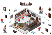 Barbershop isometric constructor, a Graphic by Nadine's illustrations (Thumbnail 1 of 6)