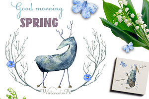 Wake Up Spring Watercolor Deer