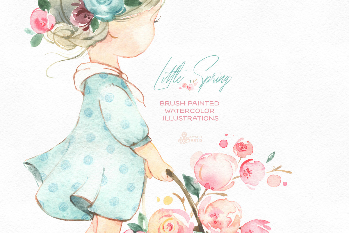 Little Spring. Cute Watercolor Set, an Illustration by OctopusArtis (Photo 6 of 10)