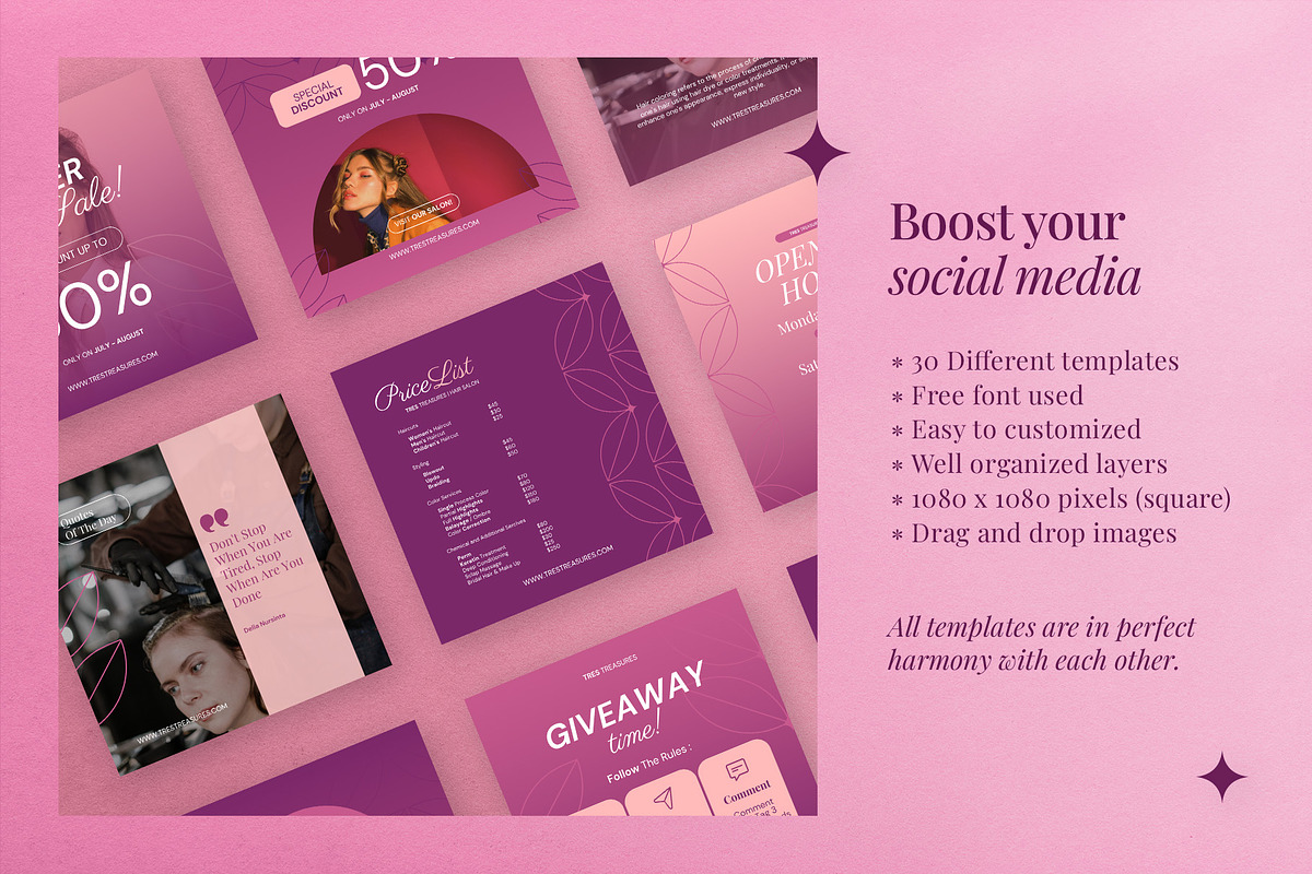 Treasures | Salon Canva Template, a Social Media Template by prajapixels (Photo 2 of 6)
